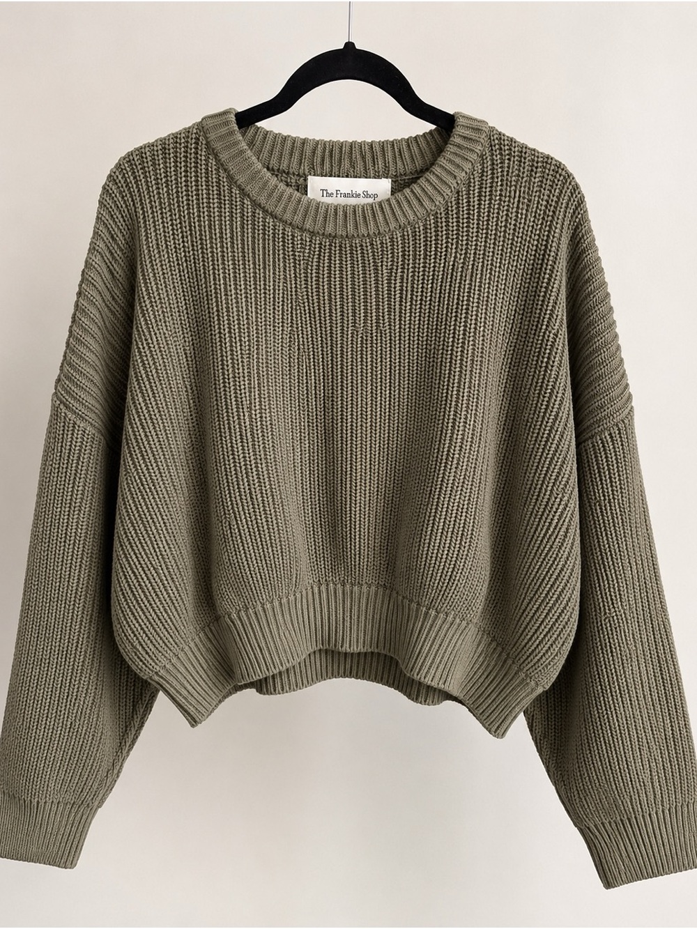 The Frankie Shop heavyweight cotton knit sweater light khaki M/L